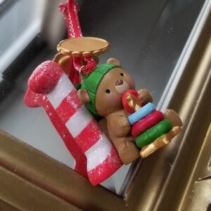❗Hallmark Keepsake "My First Christmas" Teddy Bear with Toys Ornament❗
